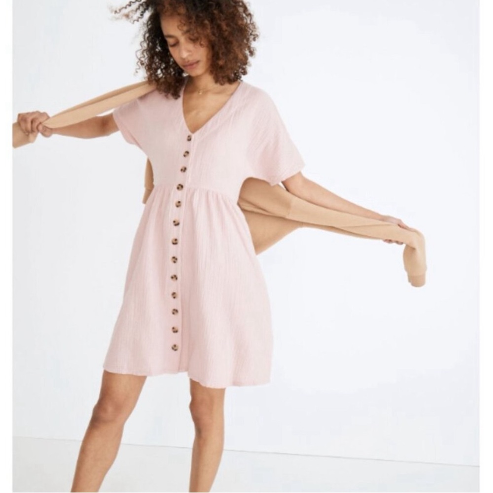 Madewell Lightspun Blush Pink Button Dress